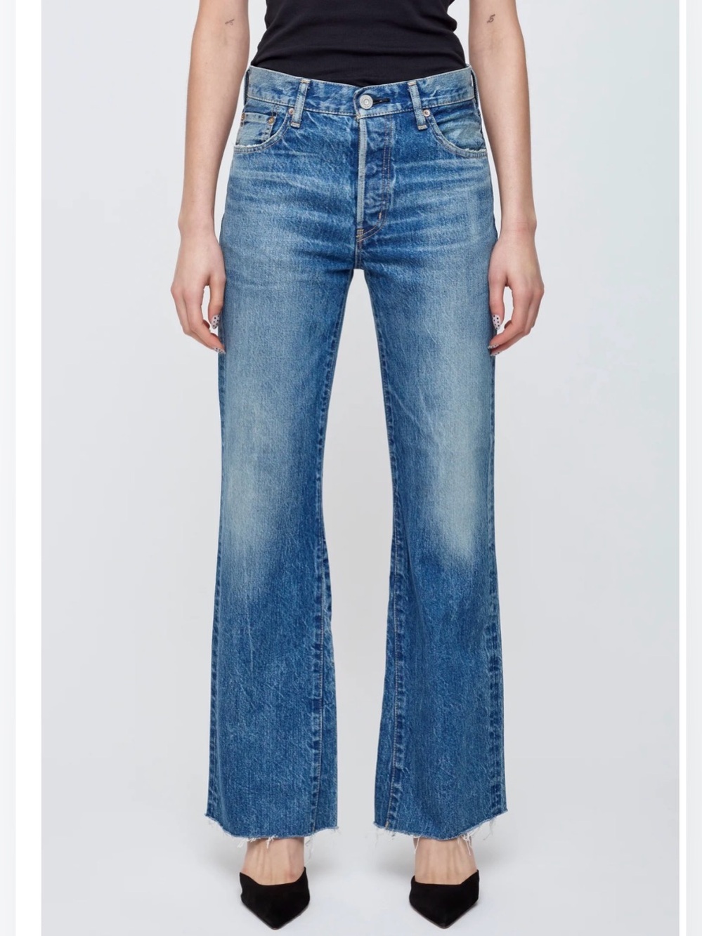 Moussy Medium Blue High-Rise Flared Jeans its New ventage